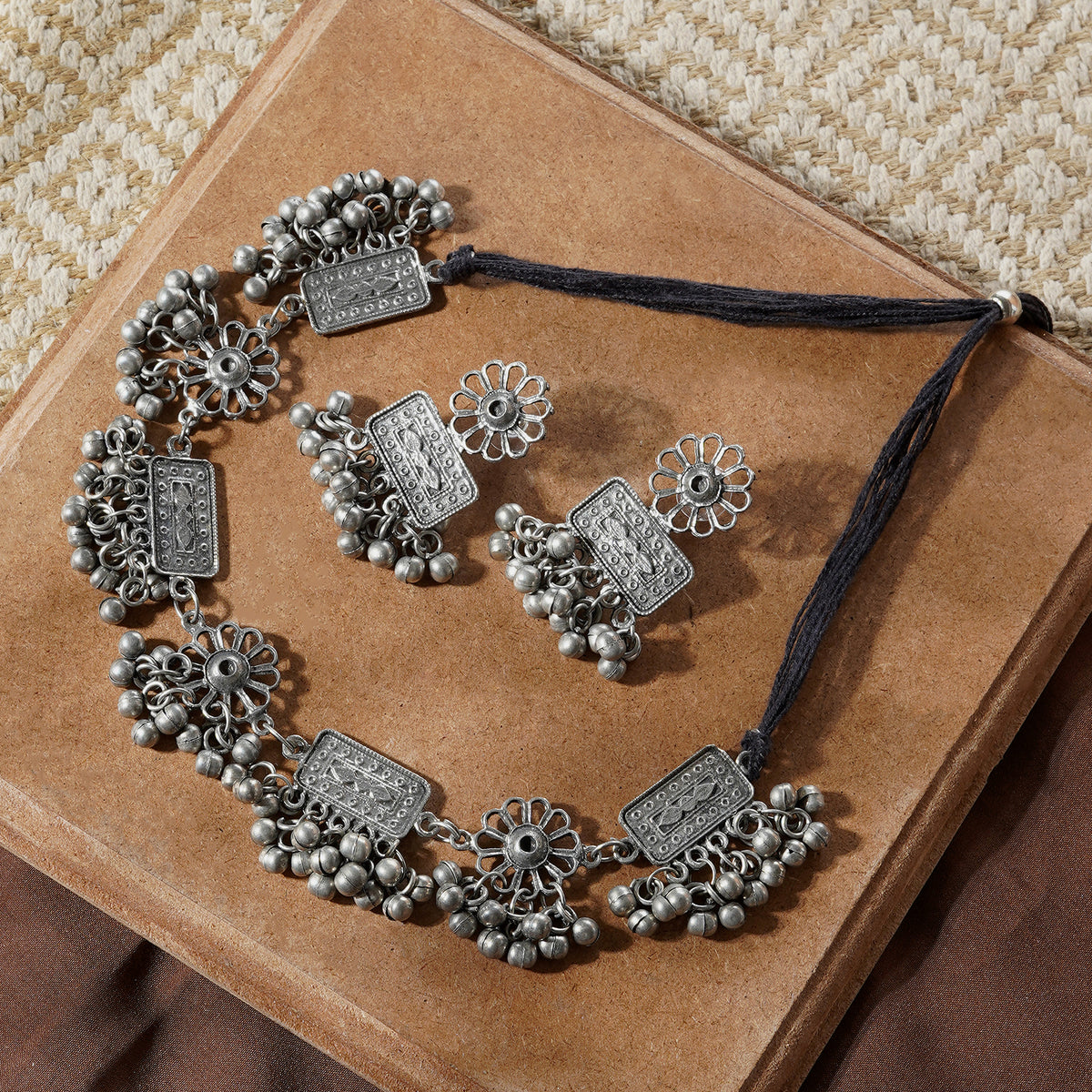 Jashn Silver Oxidised Necklace set - Main Image