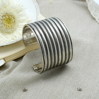 seema Silver Oxidized Bracelet Cuff - Teejh