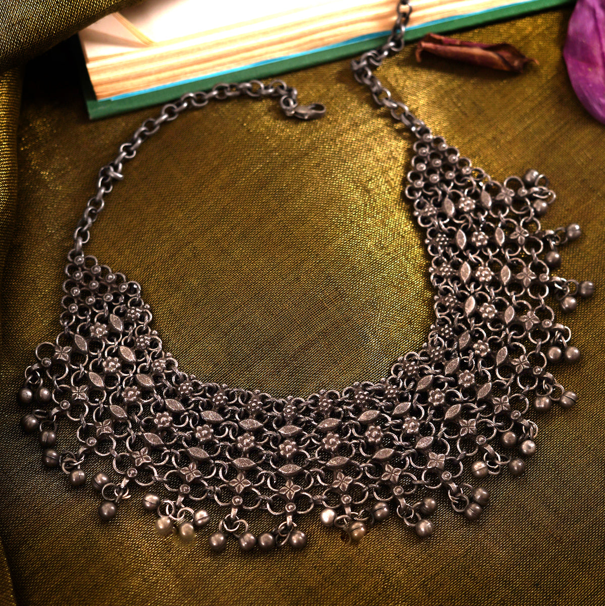 Teejh Alvira Antique Silver Polish Necklace - Main Image