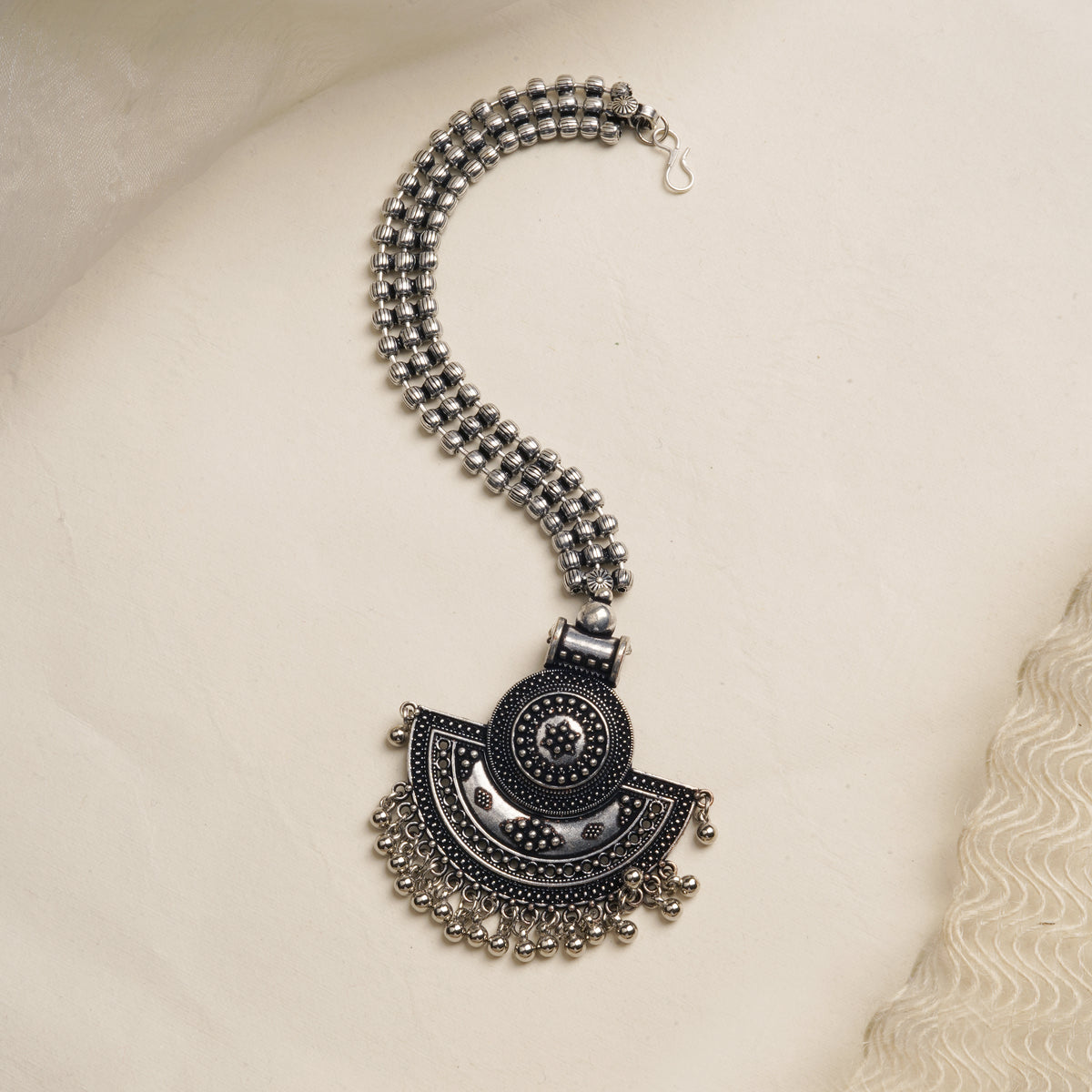 Shop Teejh Saransha Silver Oxidised Maang Tikka For Women