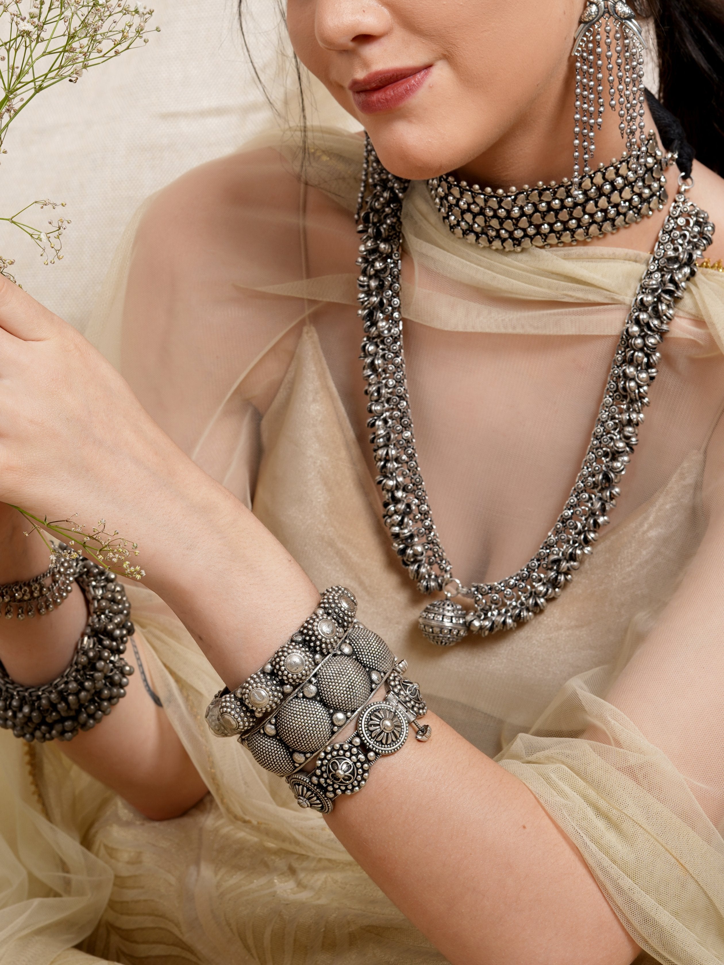 Silver Oxidised Tagged Matha Patti Teejh