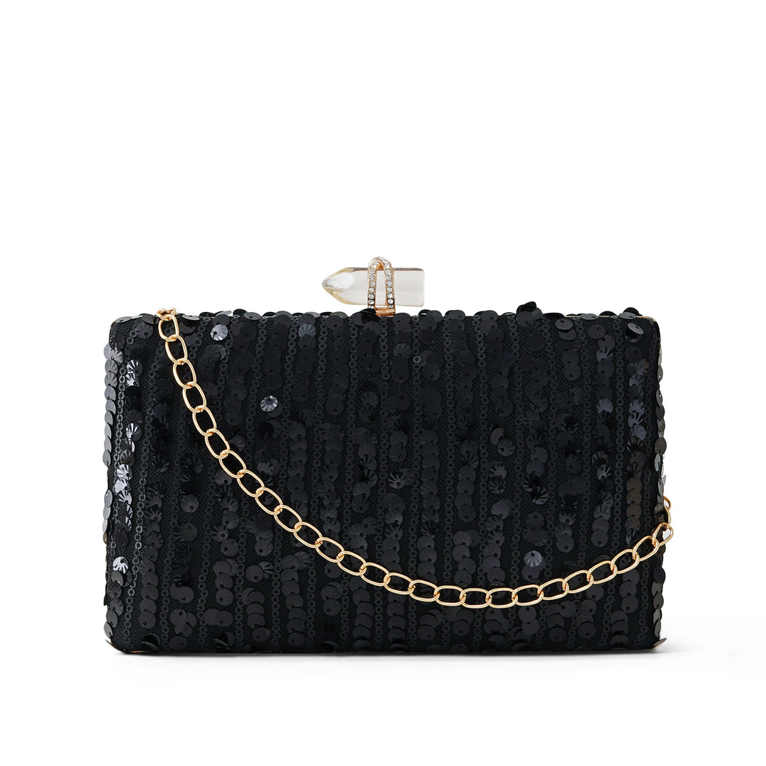 Cielo Black Sequin Clutch