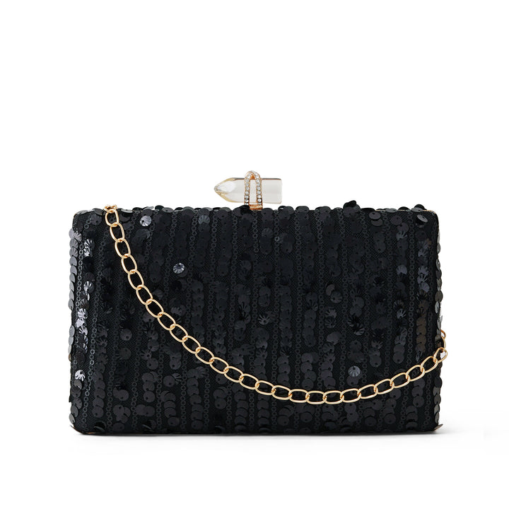 Cielo Black Sequin Clutch