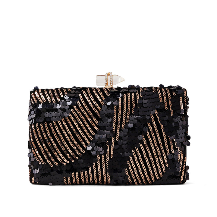 Cielle Black and Rose Gold Sequin Clutch
