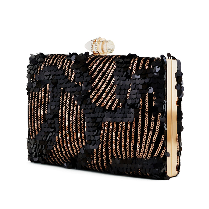 Cielle Black and Rose Gold Sequin Clutch
