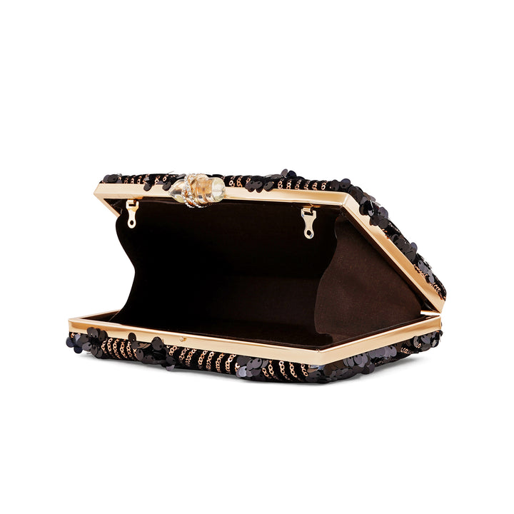 Cielle Black and Rose Gold Sequin Clutch