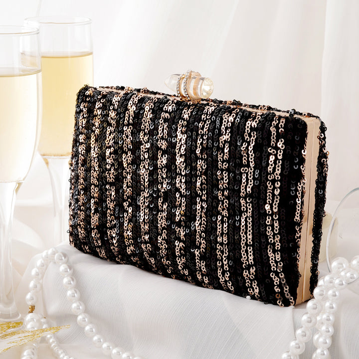 Ezra Black &amp; Silver Sequin Clutch