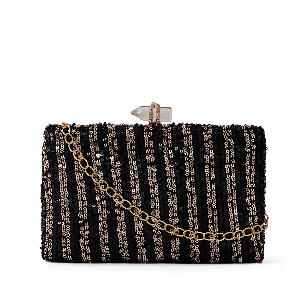Ezra Black &amp; Silver Sequin Clutch