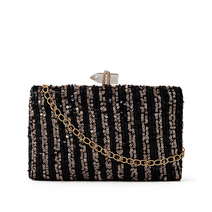 Ezra Black &amp; Silver Sequin Clutch