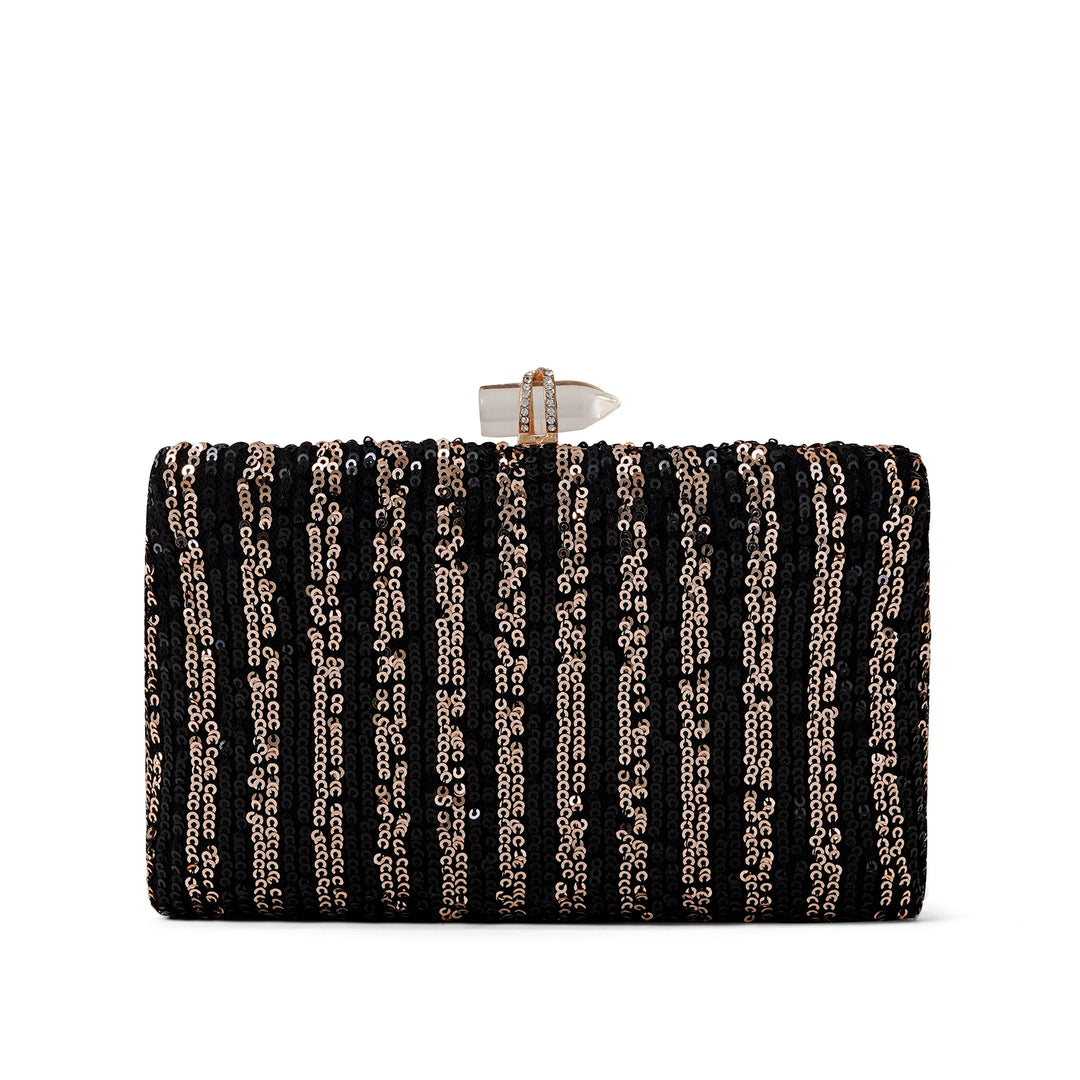 Ezra Black &amp; Silver Sequin Clutch