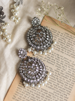 Silver and white earrings deals