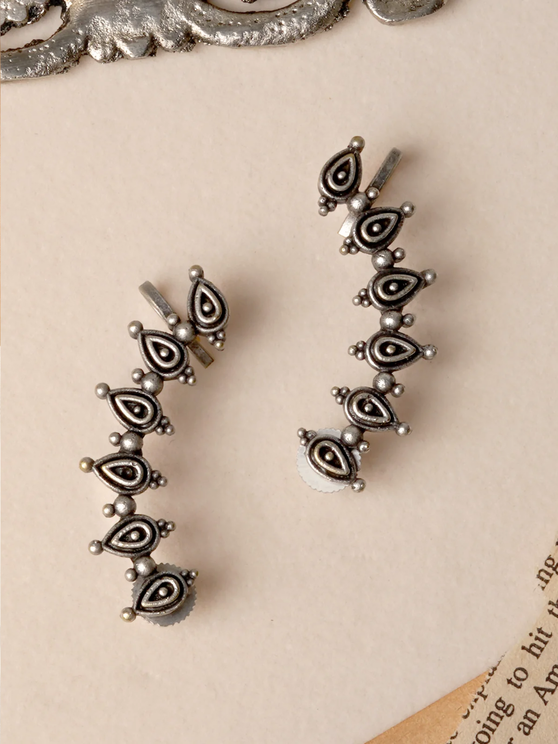 Oxidised Golden Silver Dual Tone White Stone Studded Kundan Jhumka Earrings  – Gifts and Fashion