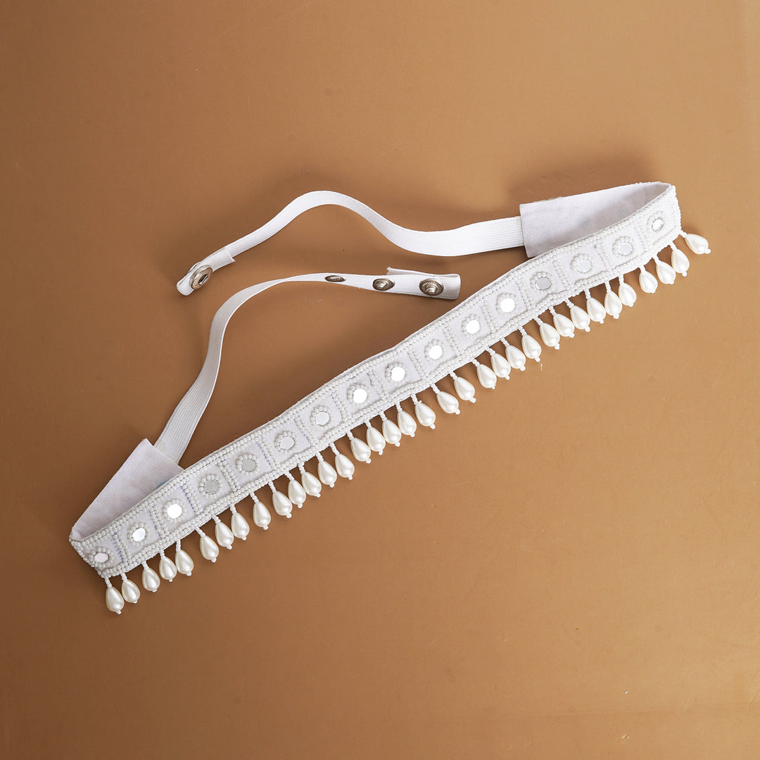 Teejh Saraayu Bead Mirror White Belt