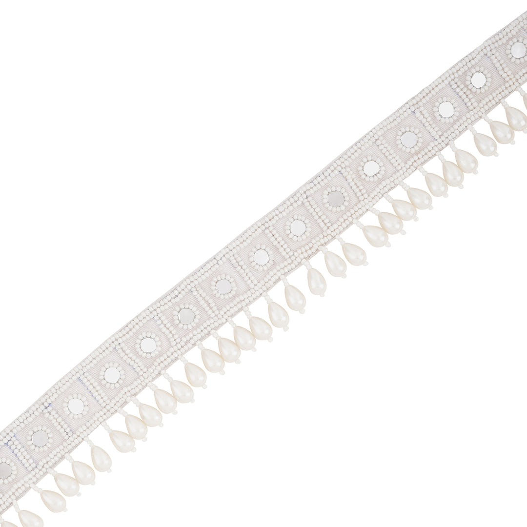 Teejh Saraayu Bead Mirror White Belt