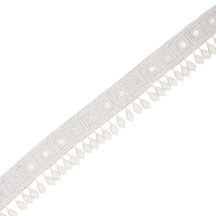 Teejh Saraayu Bead Mirror White Belt