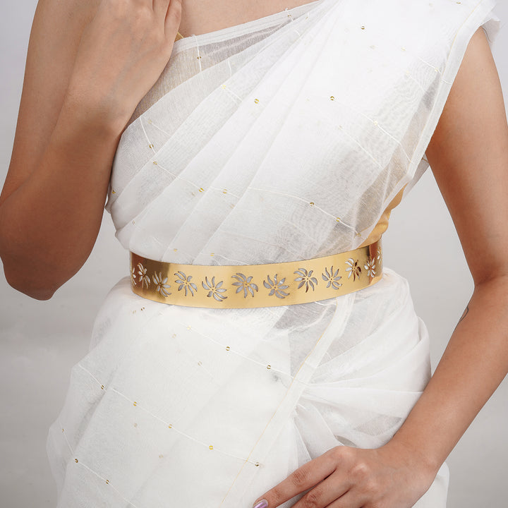 Teejh Izumi Floral Gold Mettalic Belt