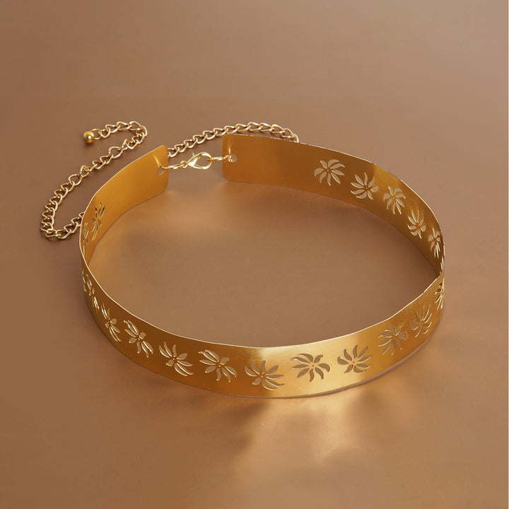 Teejh Izumi Floral Gold Mettalic Belt