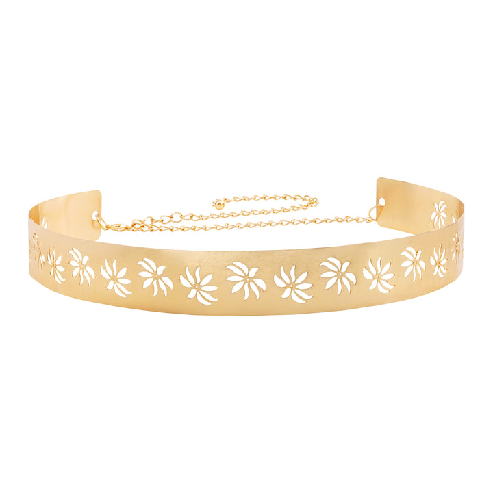 Teejh Izumi Floral Gold Mettalic Belt