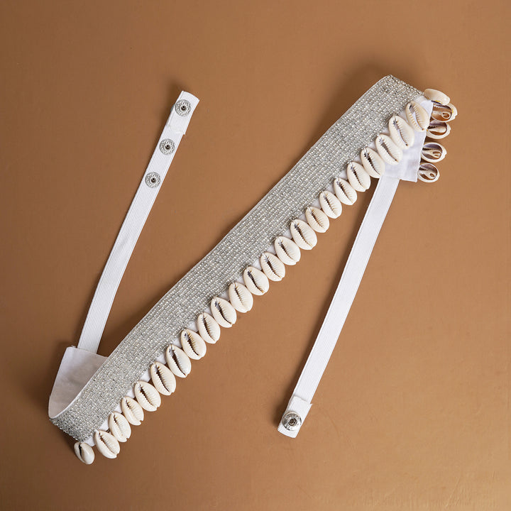 Teejh Ambrai Bead Shell Silver Belt