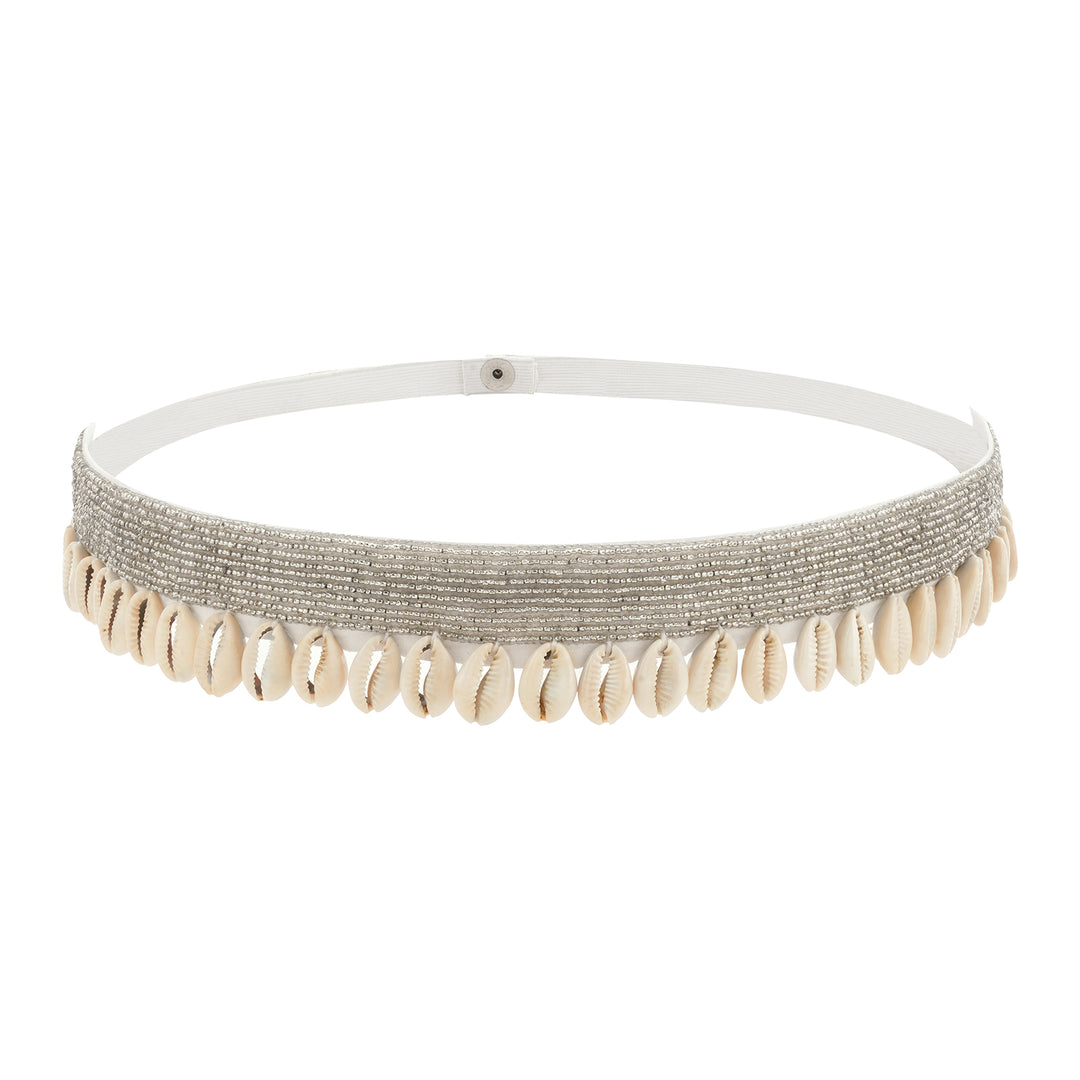 Teejh Ambrai Bead Shell Silver Belt
