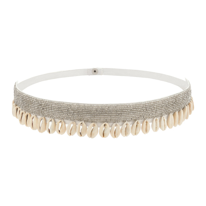 Teejh Ambrai Bead Shell Silver Belt