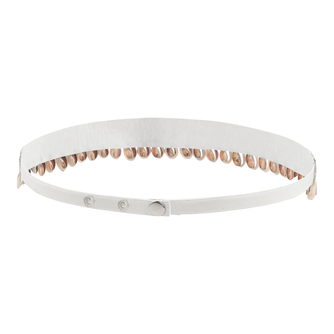 Teejh Ambrai Bead Shell Silver Belt
