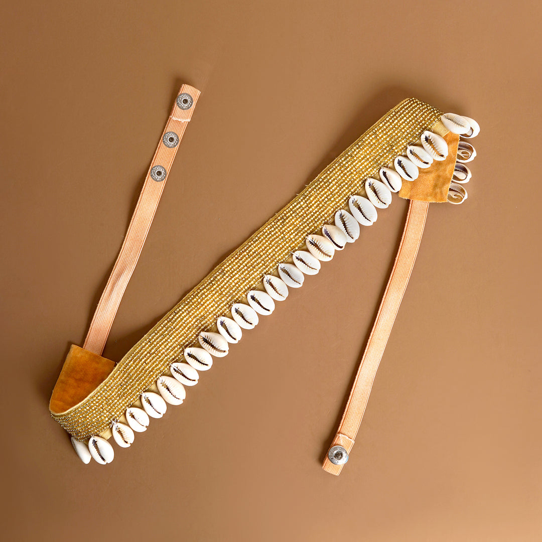 Teejh Ambrai Bead Shell Gold Belt