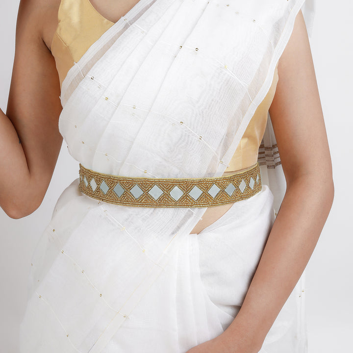 Teejh Kahani Bead Mirror Gold Belt