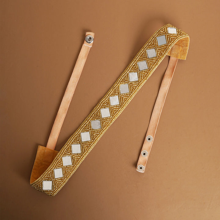 Teejh Kahani Bead Mirror Gold Belt
