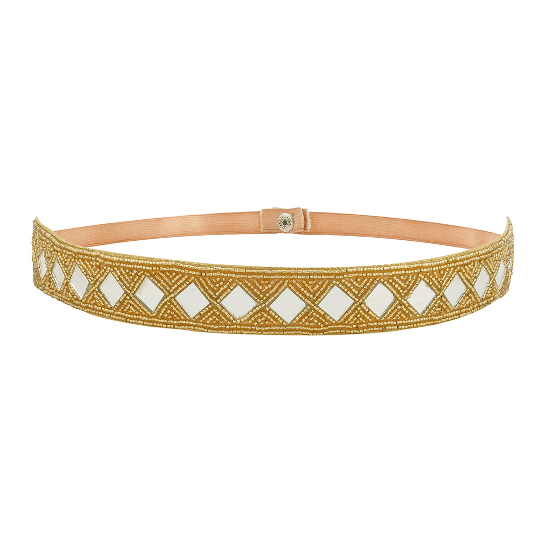 Teejh Kahani Bead Mirror Gold Belt