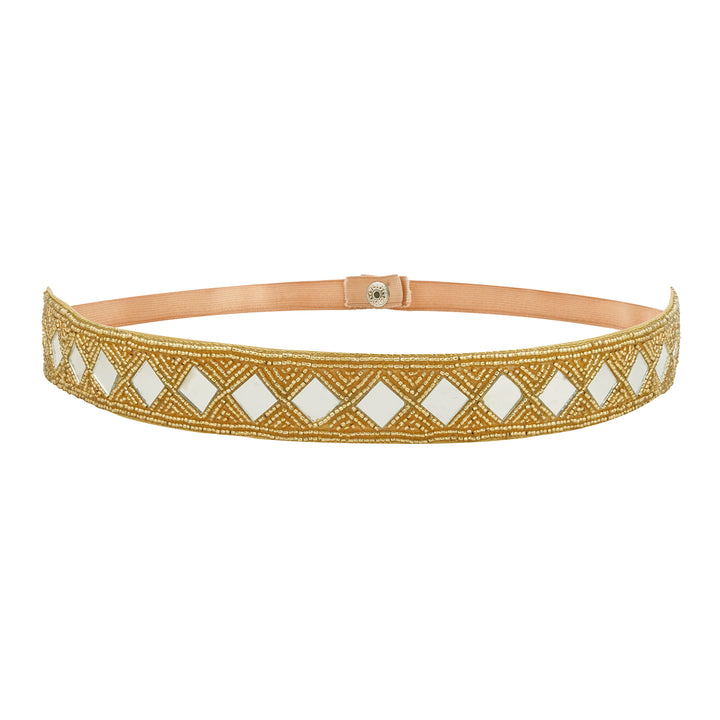 Teejh Kahani Bead Mirror Gold Belt