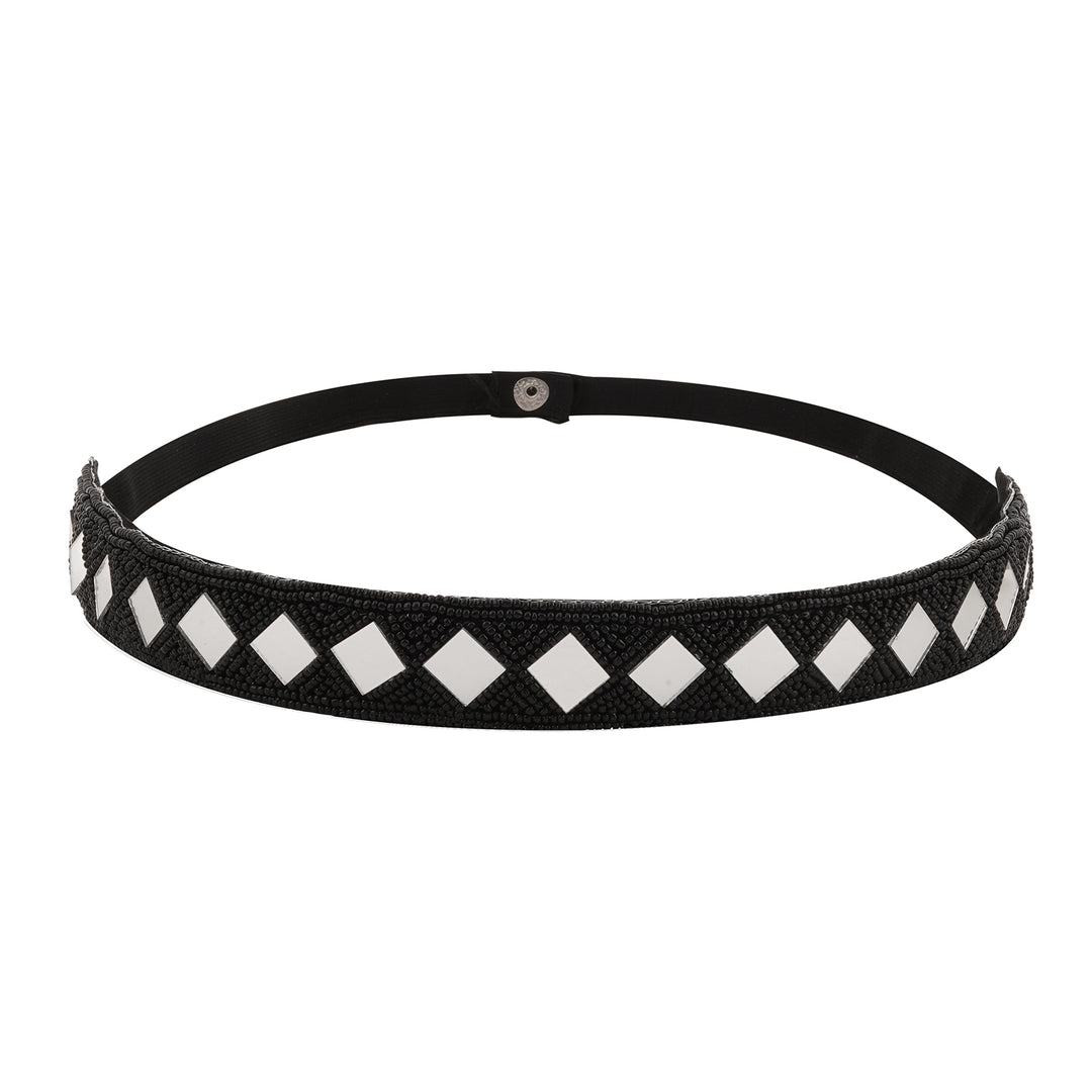 Teejh Kahani Bead Mirror Black Belt