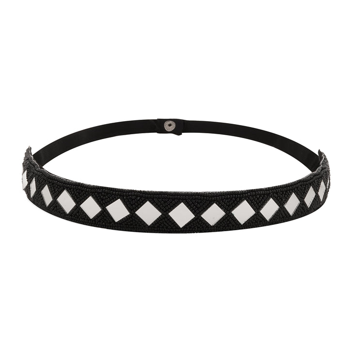 Teejh Kahani Bead Mirror Black Belt