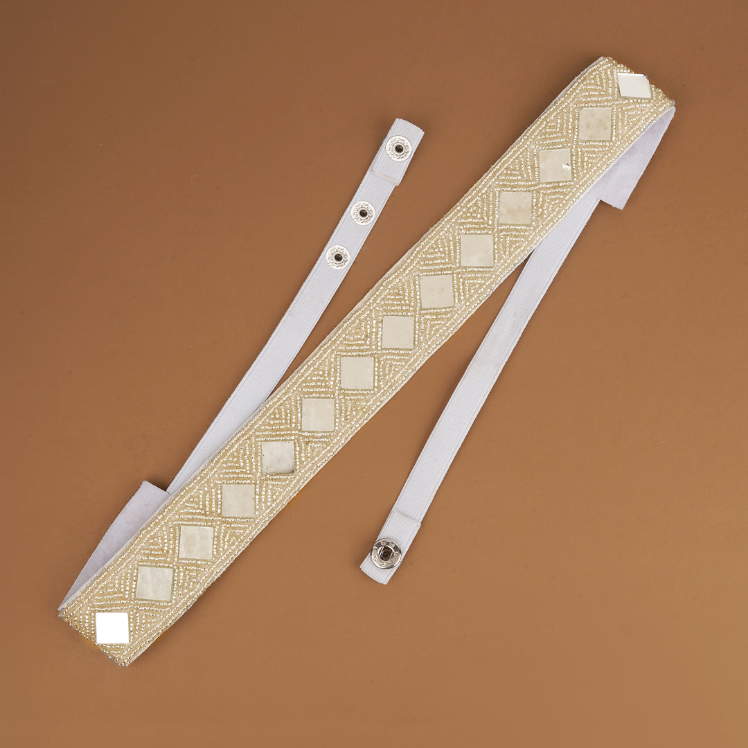 Teejh Kahani Bead Mirror Silver Belt