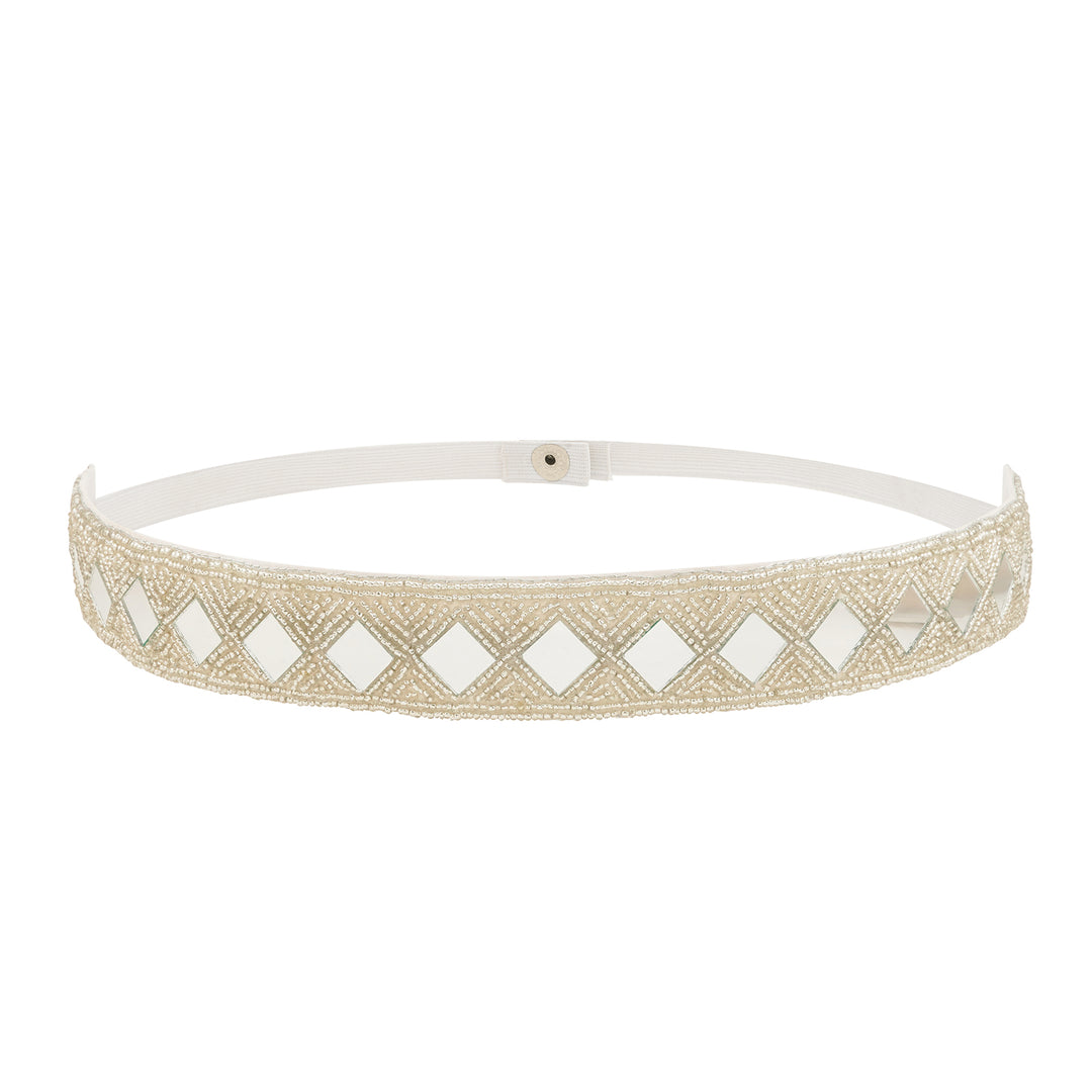 Teejh Kahani Bead Mirror Silver Belt