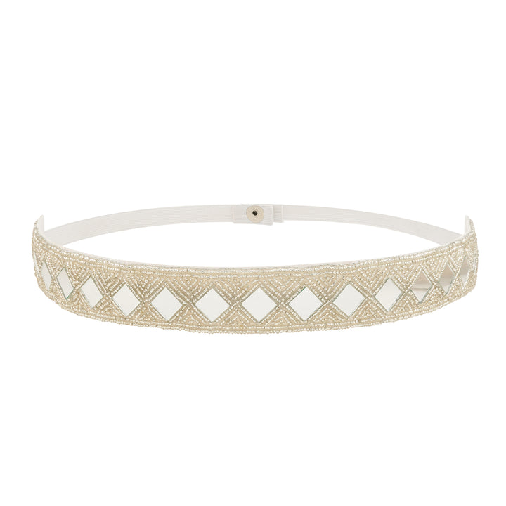 Teejh Kahani Bead Mirror Silver Belt