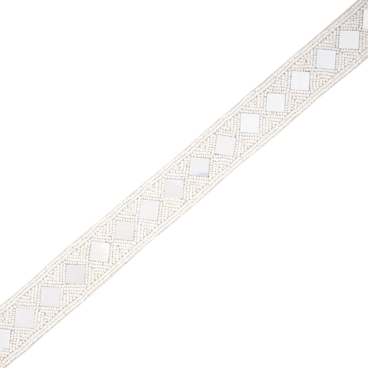 Teejh Kahani Bead Mirror White Belt