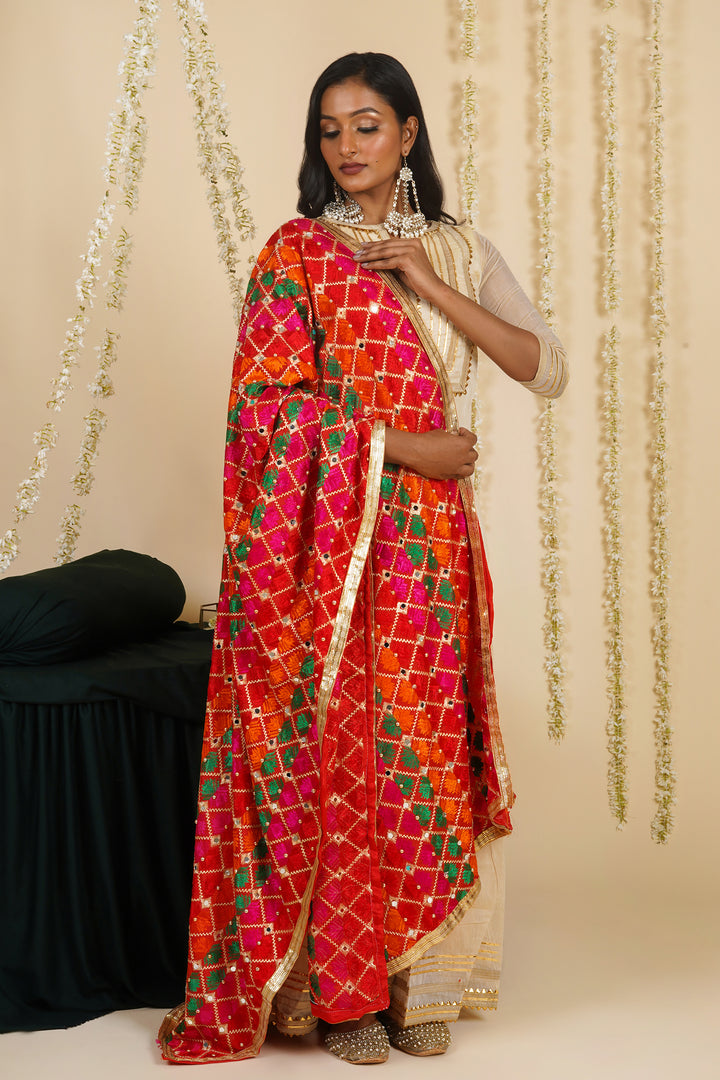 Teejh Neeladri Phulkari Dupatta