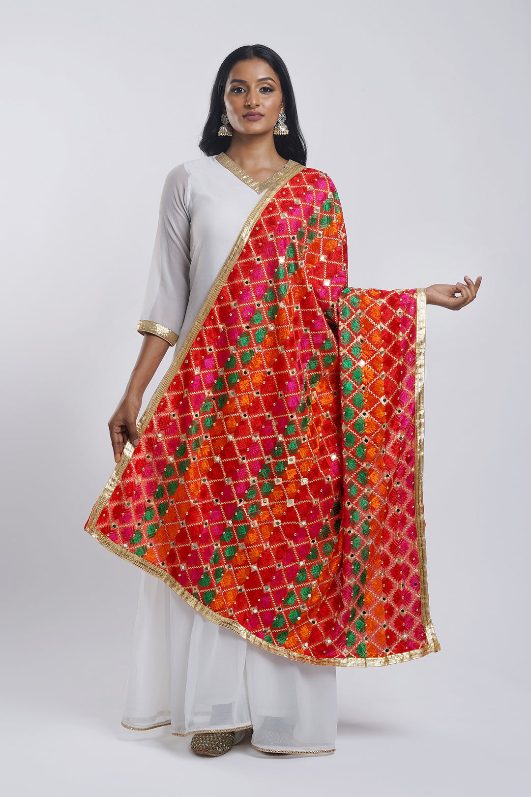Teejh Neeladri Phulkari Dupatta