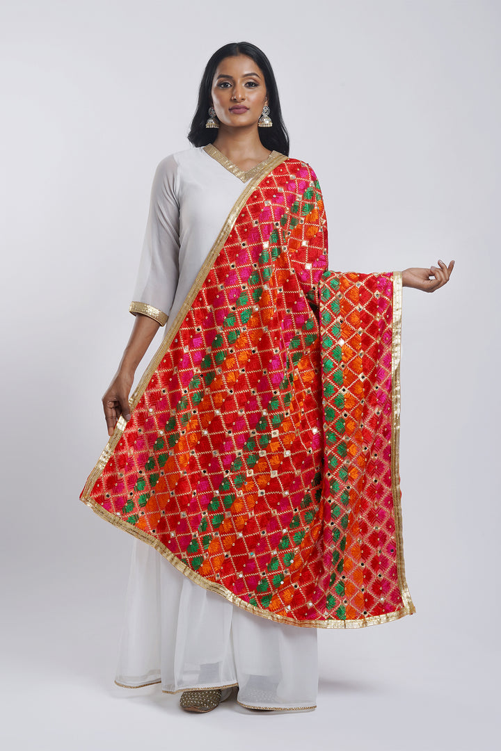 Teejh Neeladri Phulkari Dupatta