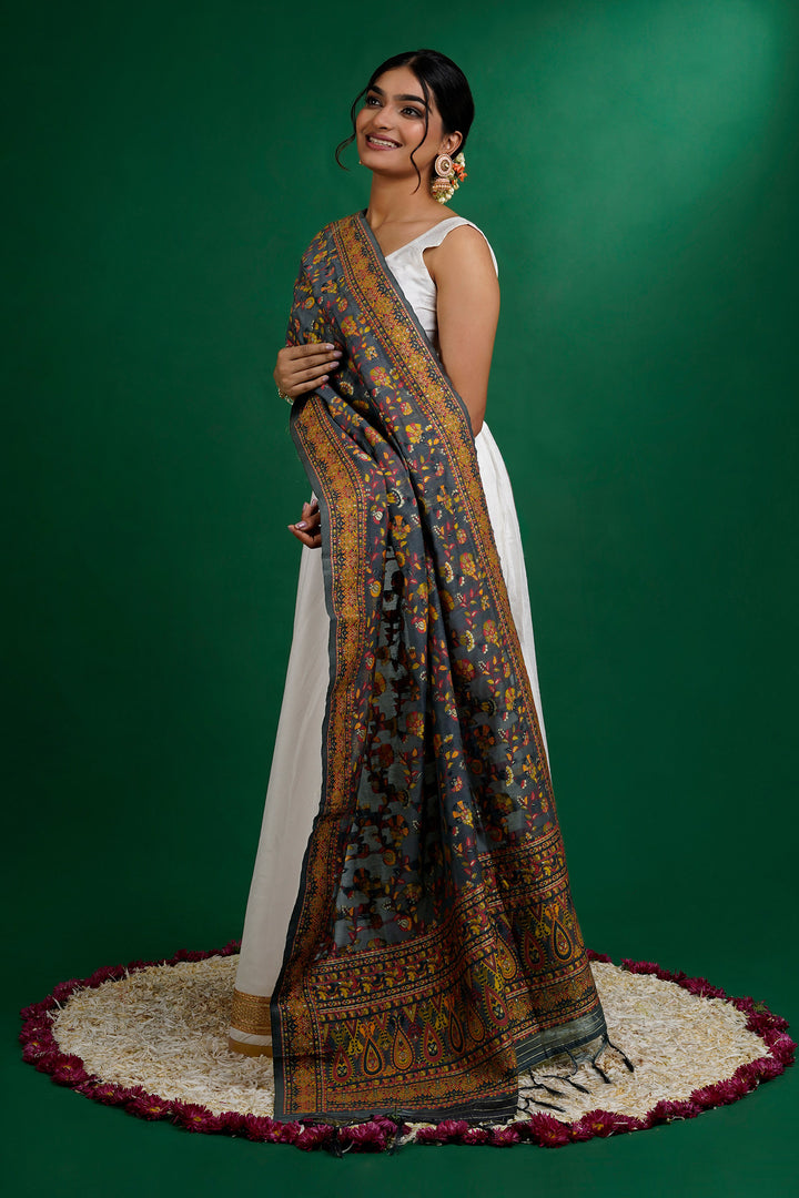 Teejh Baruni Grey Banarasi Dupatta