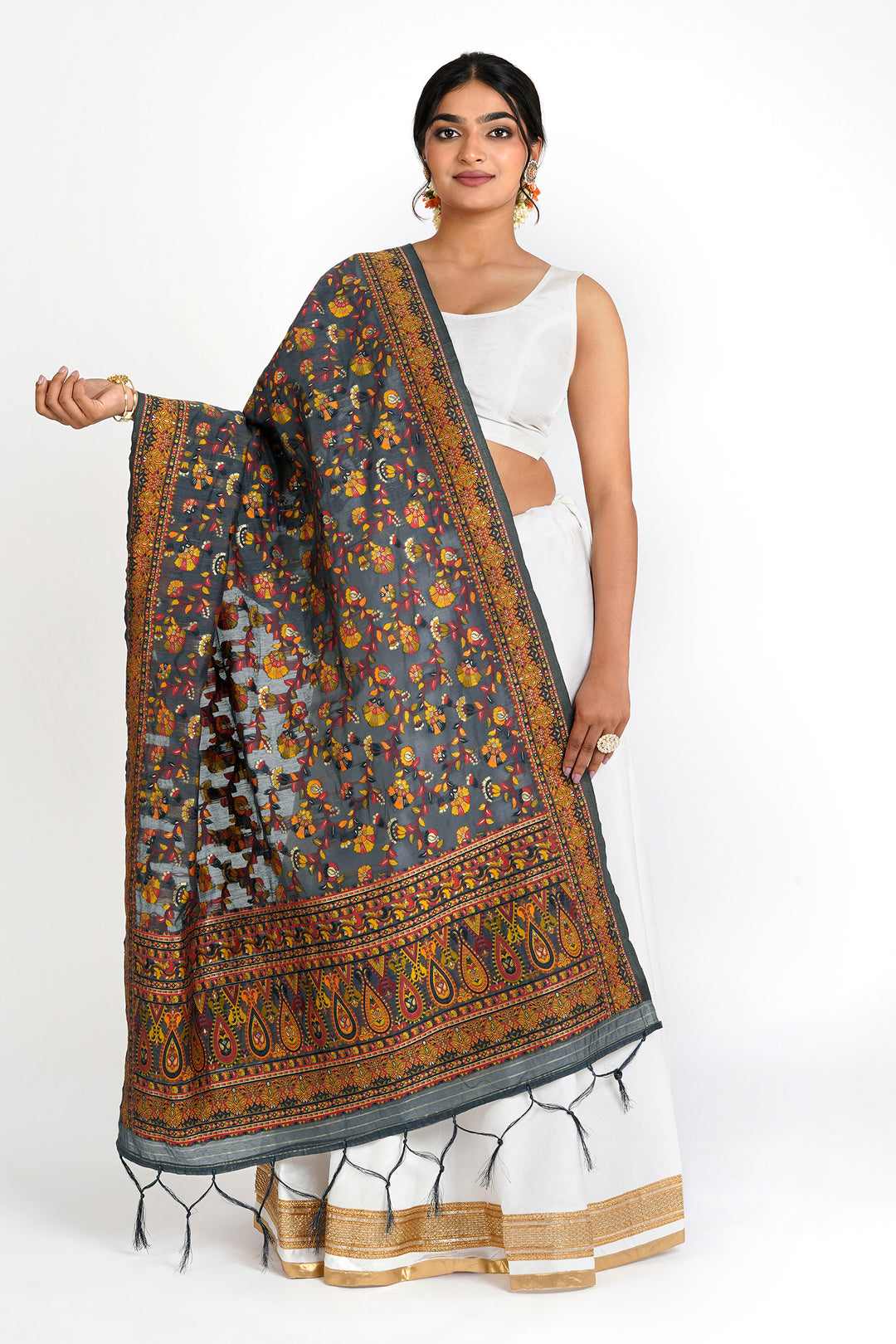 Teejh Baruni Grey Banarasi Dupatta