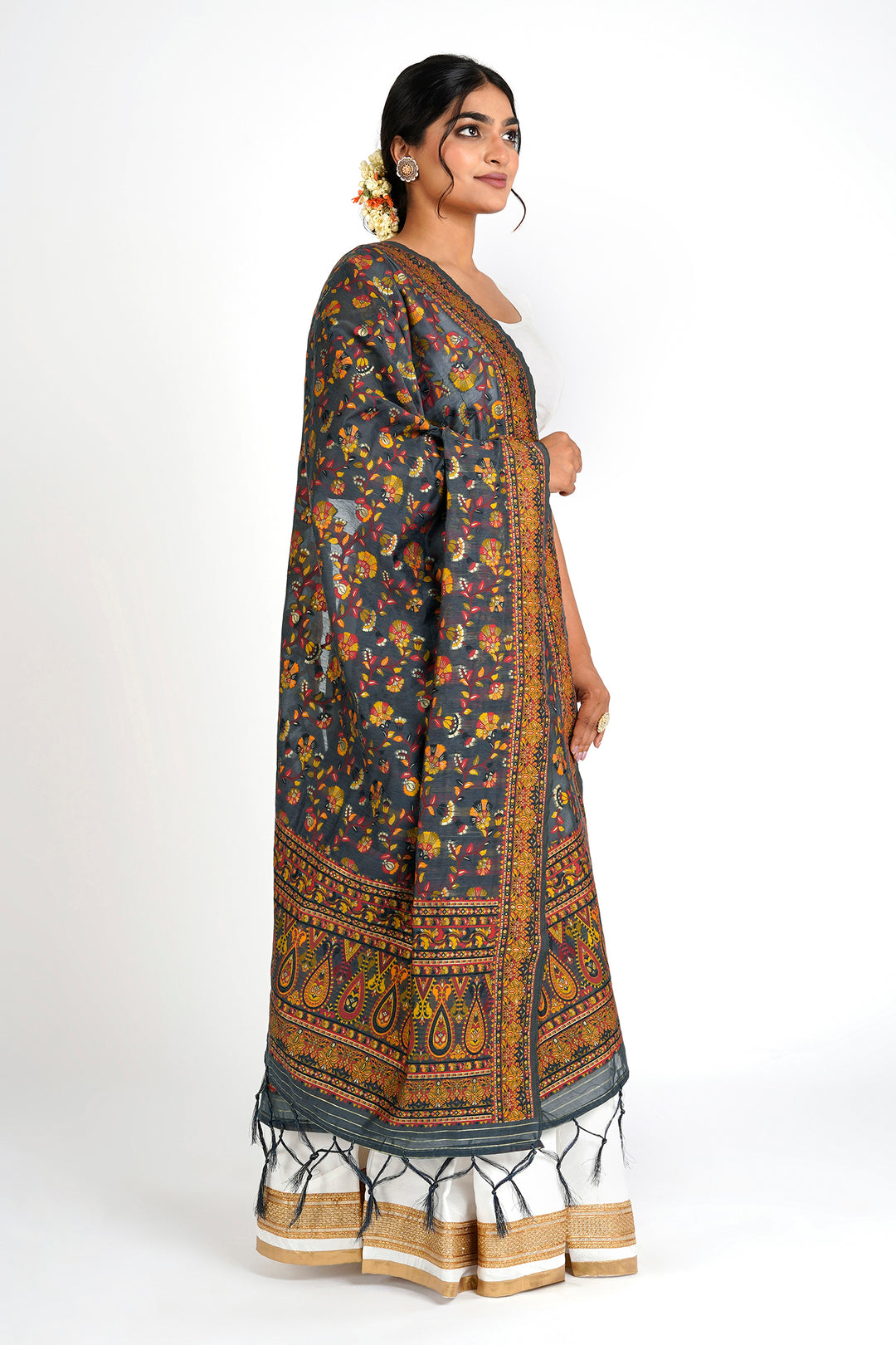 Teejh Baruni Grey Banarasi Dupatta