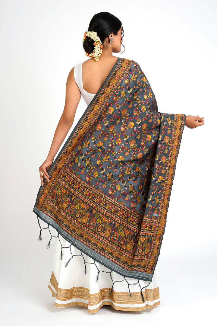 Teejh Baruni Grey Banarasi Dupatta