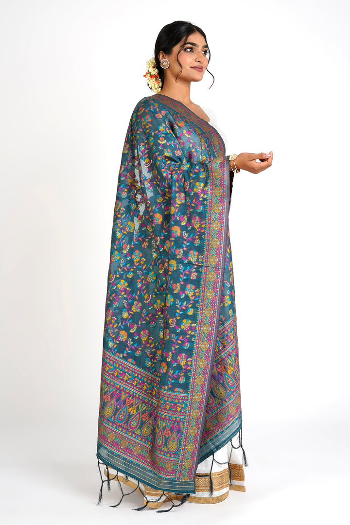 Teejh Bhagyawati Blue Banarasi Dupatta