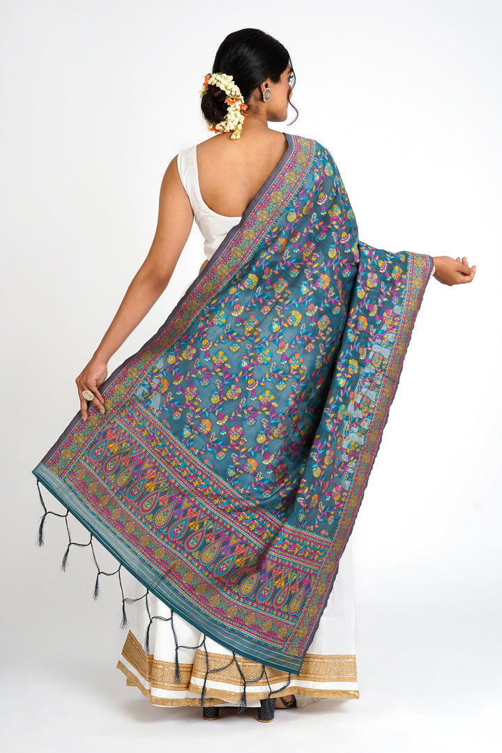 Teejh Bhagyawati Blue Banarasi Dupatta