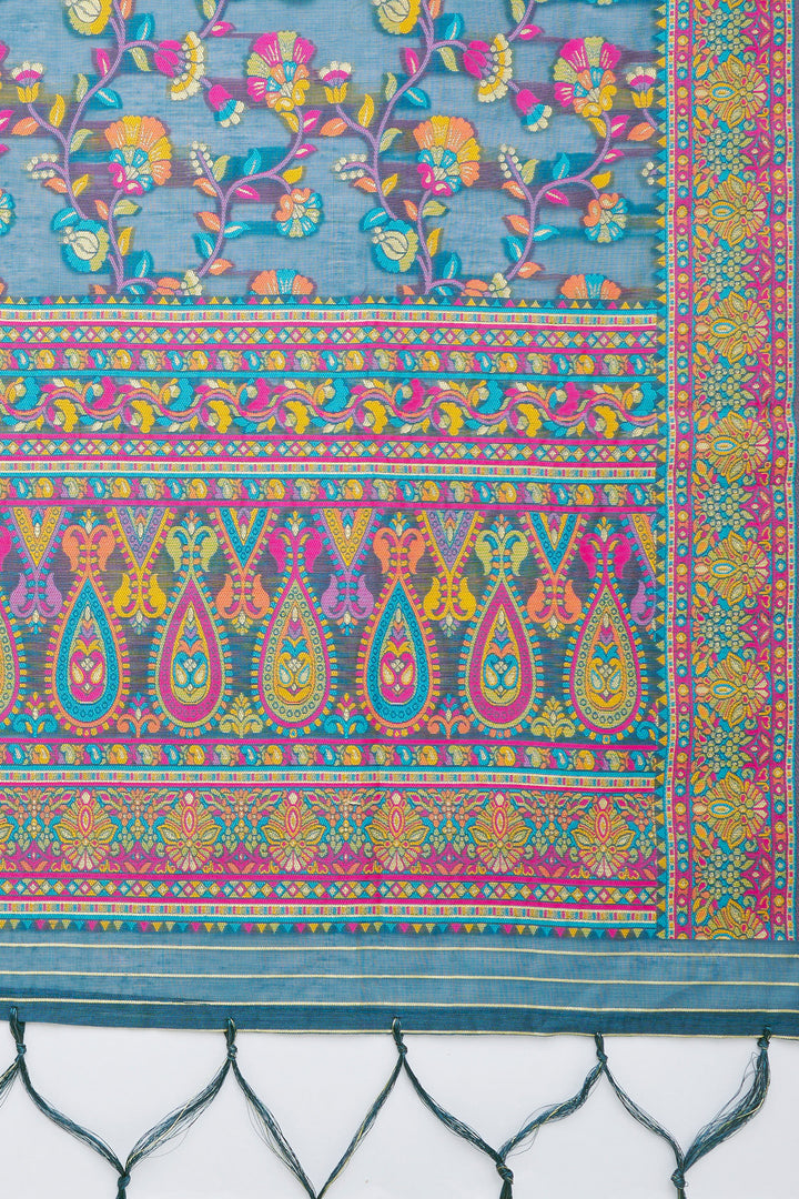 Teejh Bhagyawati Blue Banarasi Dupatta