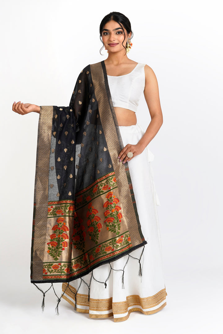 Teejh Champakali Black Banarasi Dupatta