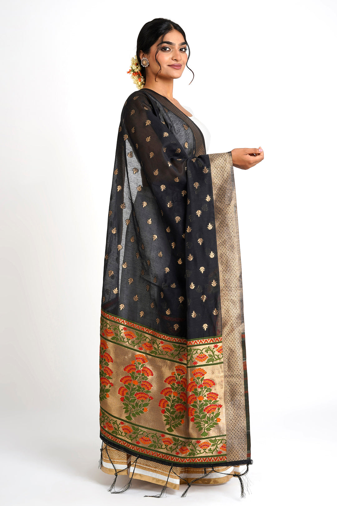 Teejh Champakali Black Banarasi Dupatta