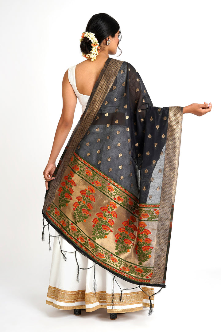 Teejh Champakali Black Banarasi Dupatta